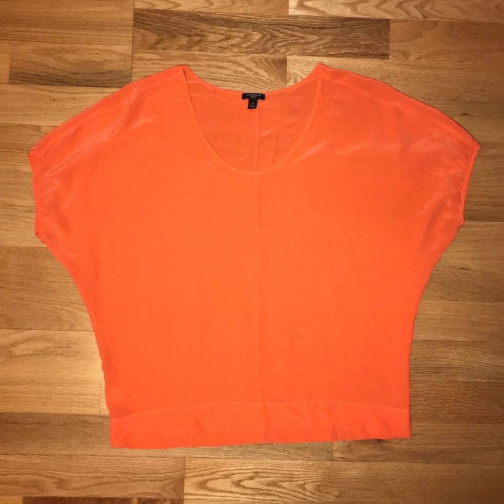 Ann Taylor Orange Silk Blouse